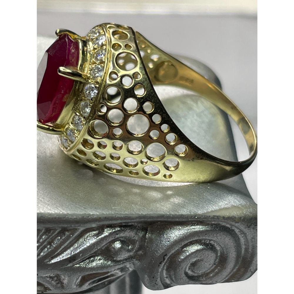 14k yellow gold ruby diamond men’s ring